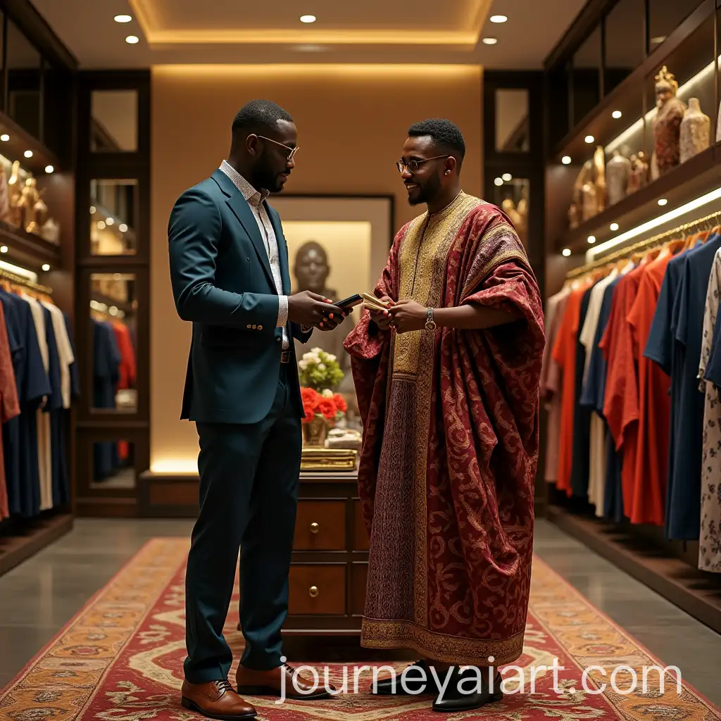 Client-Discussing-Price-with-Vendor-in-Luxury-African-Shop-with-Modern-Agbada-Set