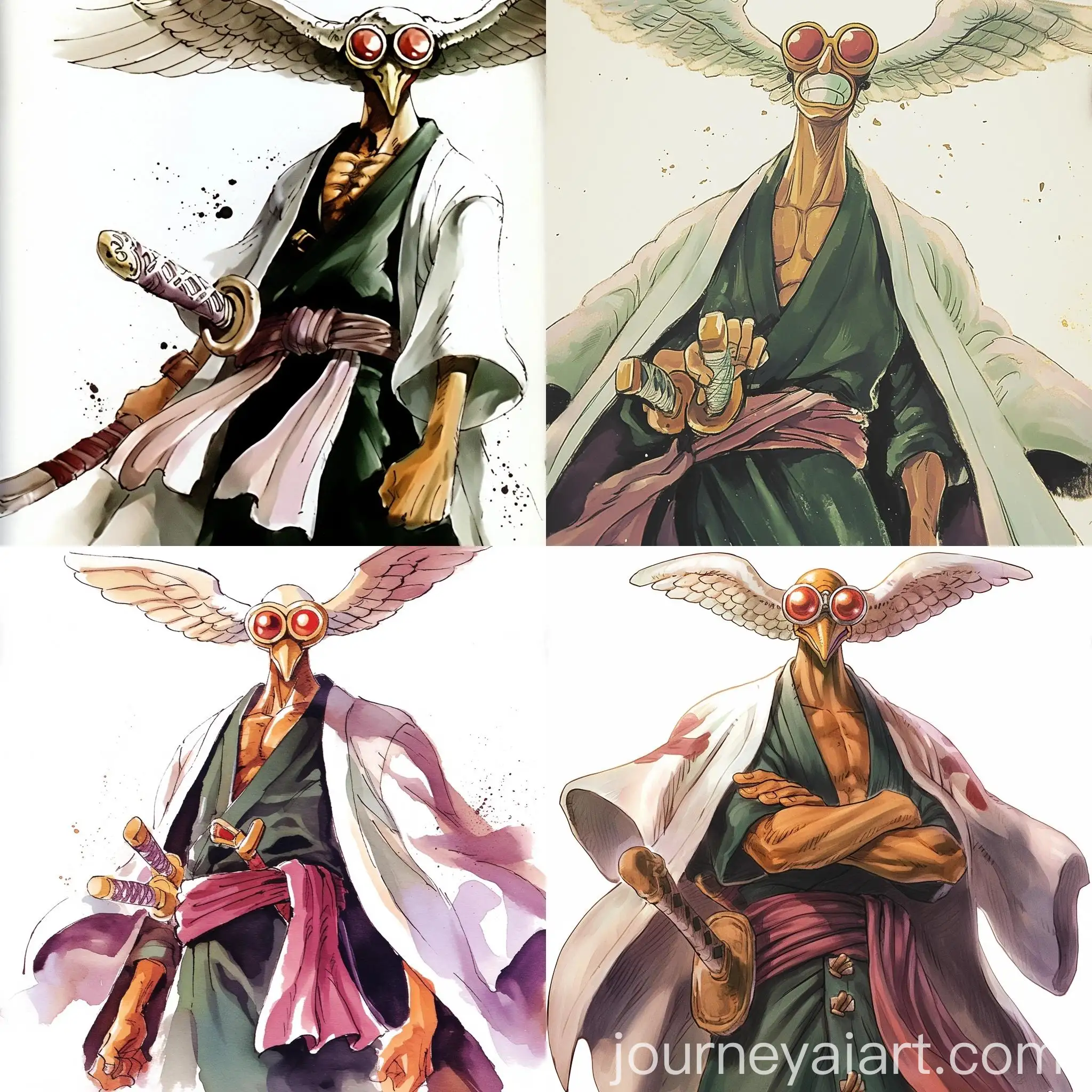 Watercolor-Pirate-Character-from-One-Piece-Manga-on-White-Background