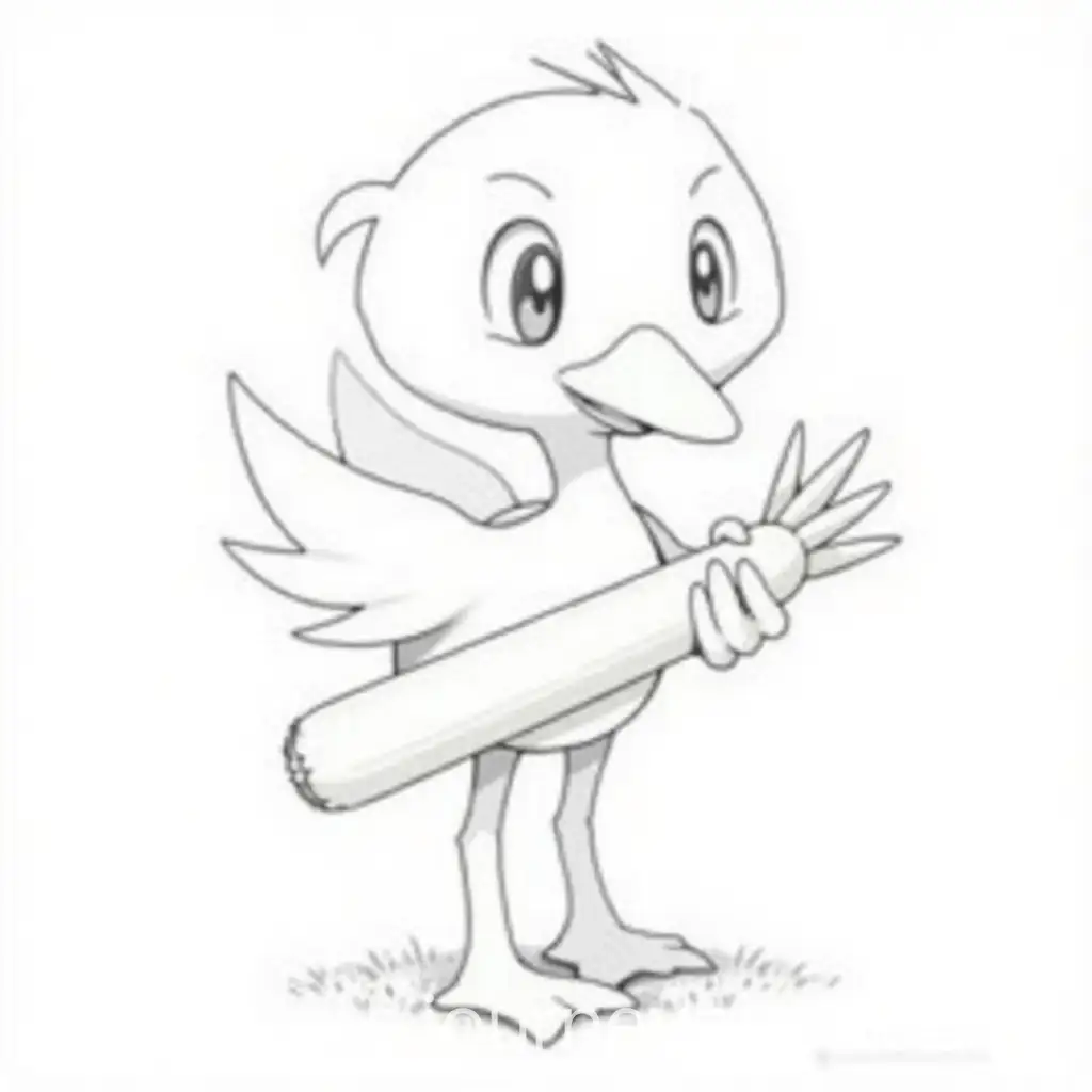 Lineart-Drawing-of-Pokmon-Farfetchd-with-Detailed-Outlines-and-Subtle-Shading