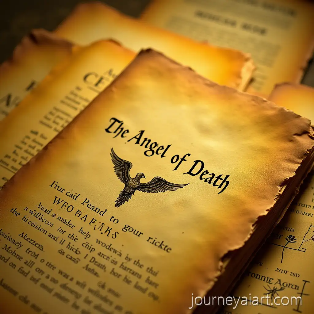 Books-Papers-and-Angel-of-Death-in-Yellow-and-Gray-Tones