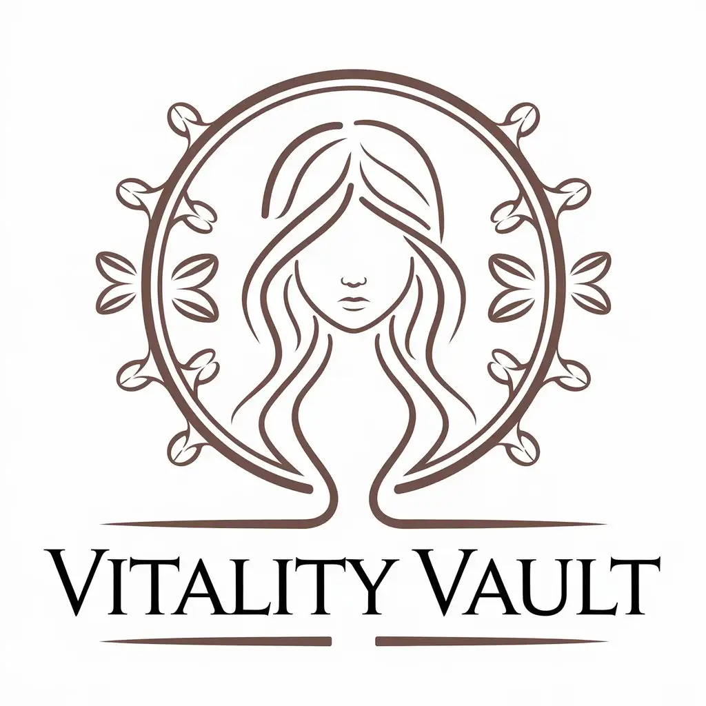 LOGO Design for Vitality Vault Outline of a Girl for Beauty Spa Industry