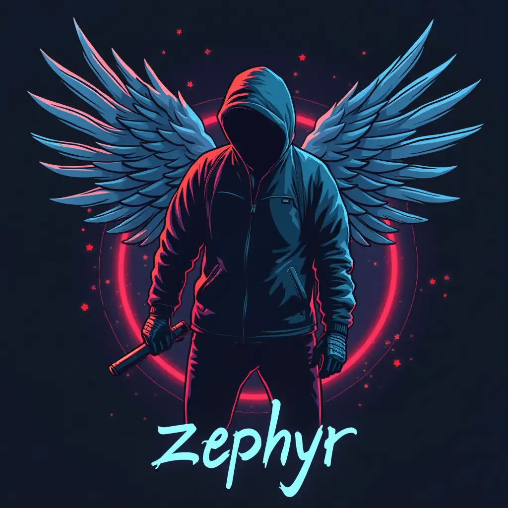 logo gamer man human with 'zephyr' writing