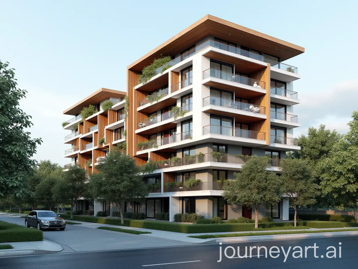 Modern-Rectangular-Residential-Building-with-Wood-and-White-Facades