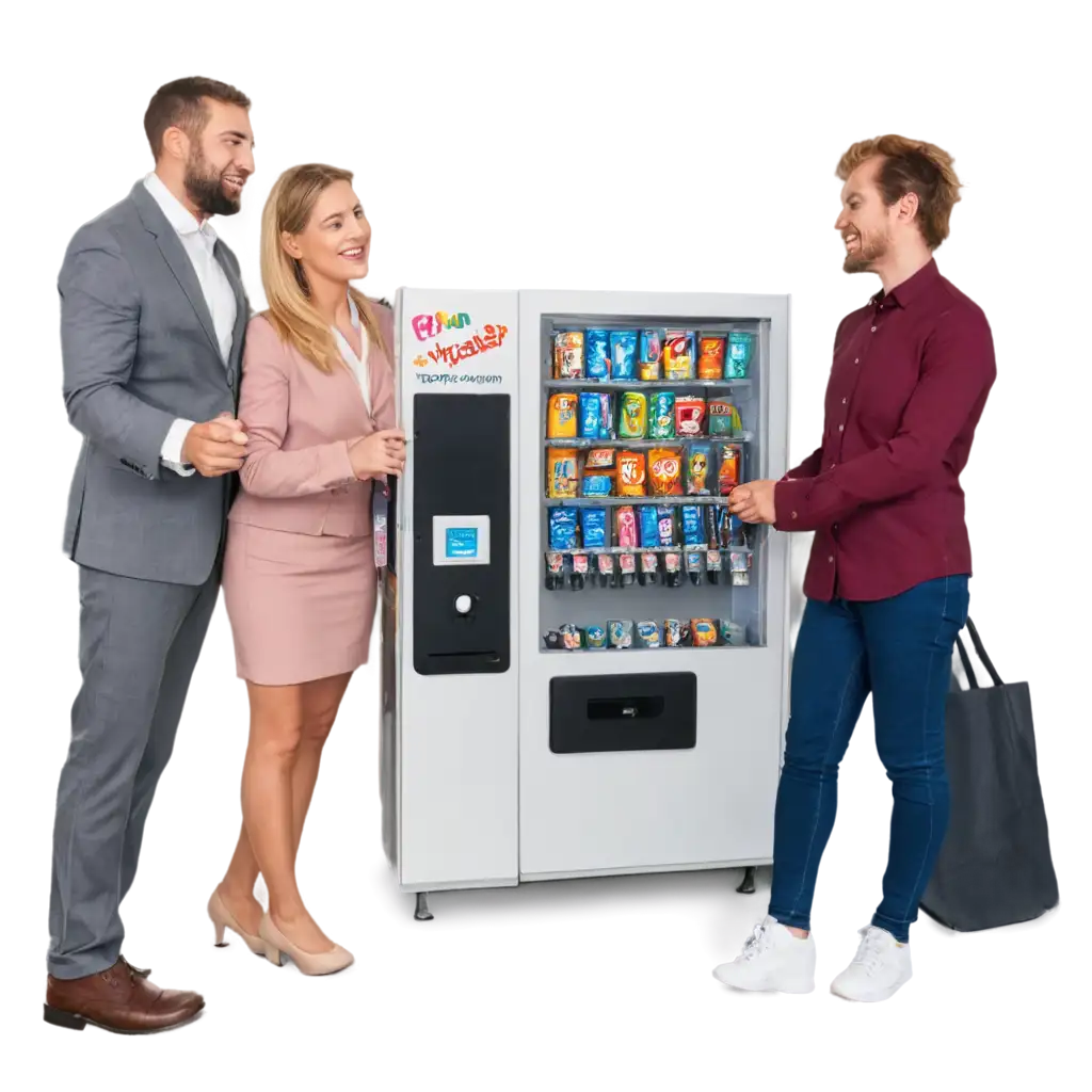 Happy-Employees-Around-a-Vending-Machine-PNG-HighQuality-Image-for-Workplace-and-Office-Scenarios