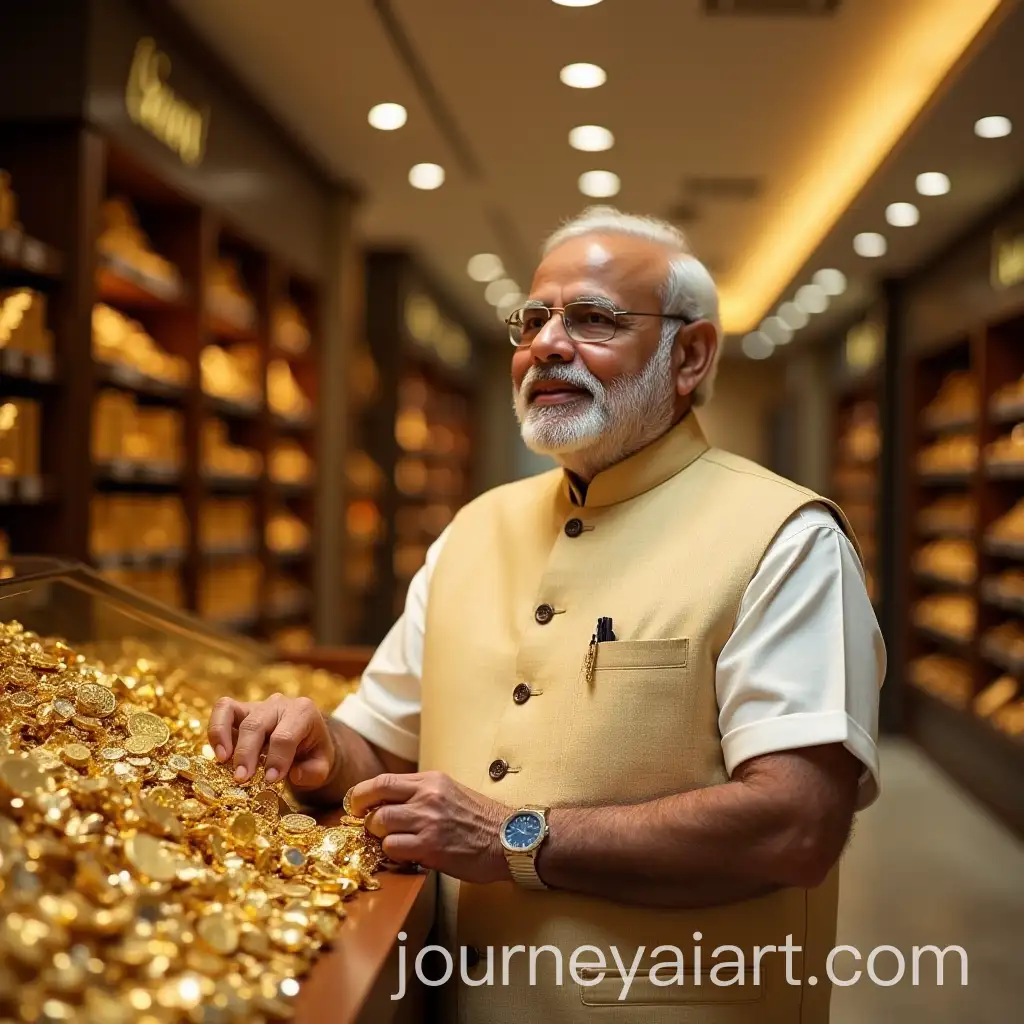 Indian-Prime-Minister-Narendra-Modi-Visiting-a-Gold-Loan-Shop-with-Gold-and-Diamonds-Displayed-on-Indian-Road