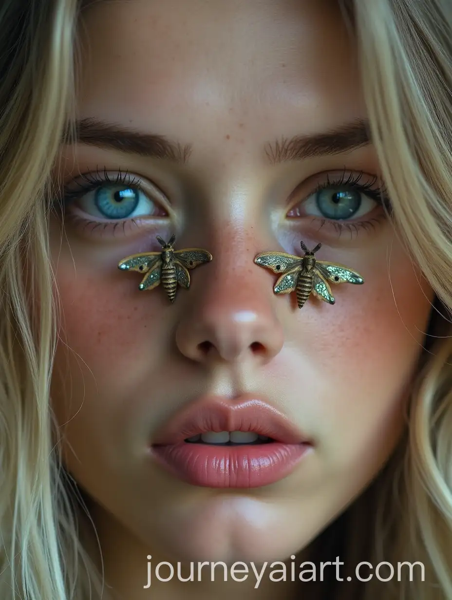Portrait-of-a-Woman-with-Blue-Eyes-and-Moths-in-Her-Hair