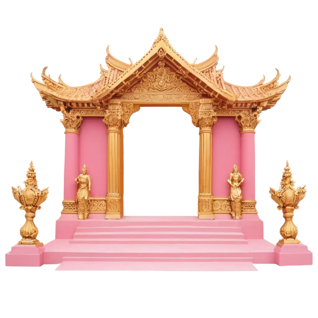 Stunning-Gold-Entrance-to-a-Temple-PNG-Image-with-Pink-and-Orange-Decorations-for-Optimal-Visual-Impact