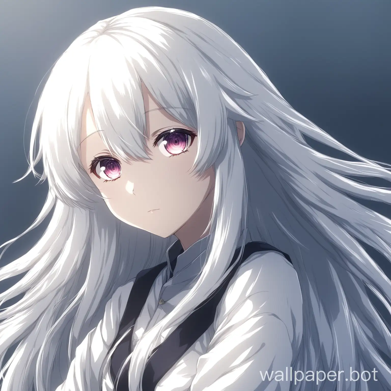 anime girl white haired pc