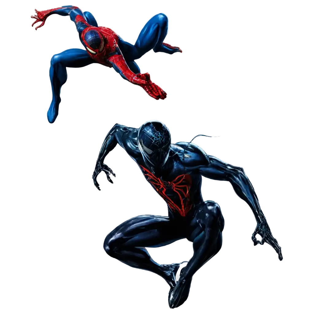 Spiderman-vs-Green-and-Blue-Symbiote-PNG-HighQuality-Digital-Art-for-Fans-and-Creators