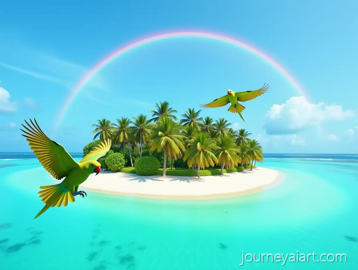 Tropical-Paradise-Island-in-Maldives-with-Parrots-andMaldives-tropical-paradise-scene-Rainbow