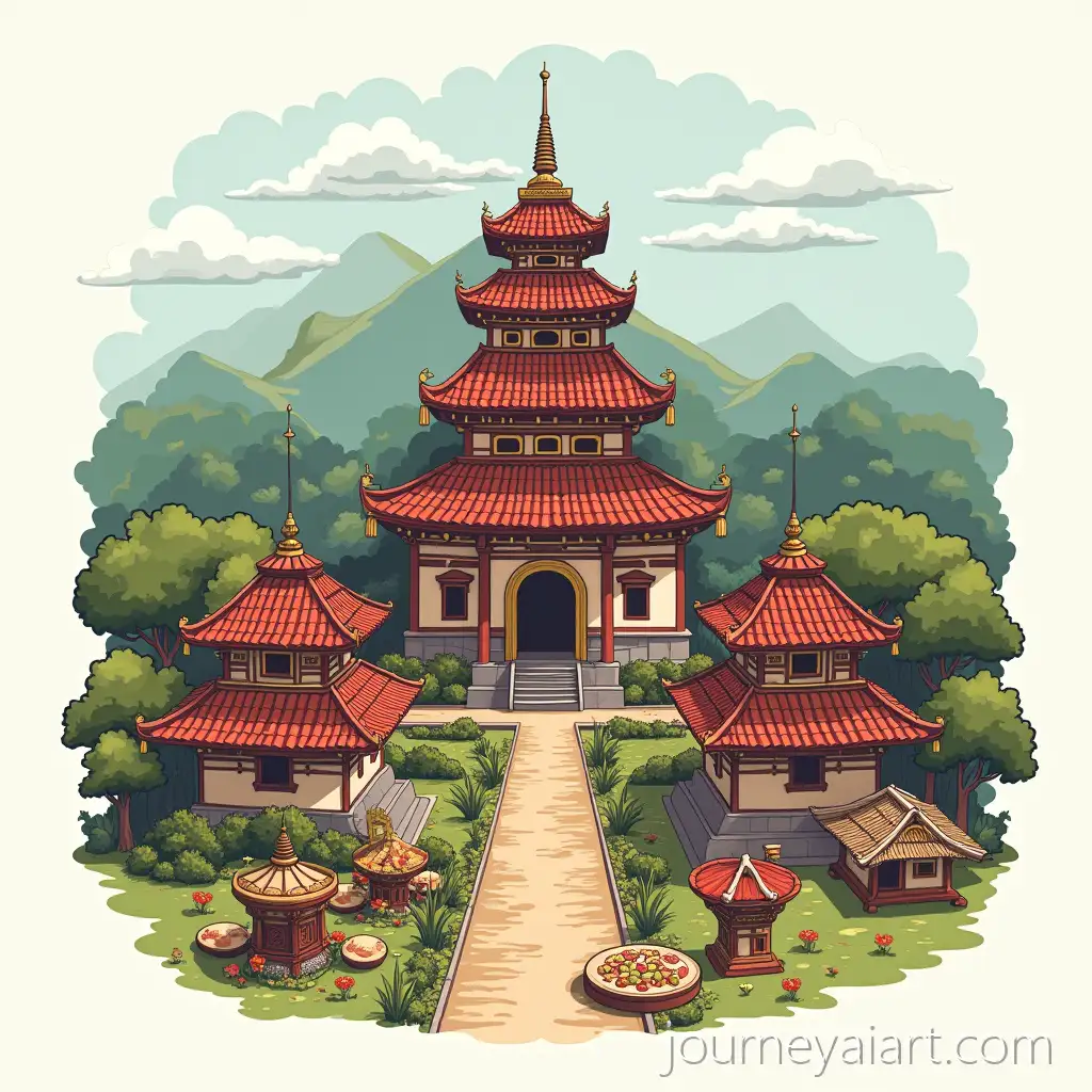 Sumatera-Traditional-BuildingsSumatera-Traditional-Culture-Clothing-and-Cuisine-in-a-Cultural-Illustration