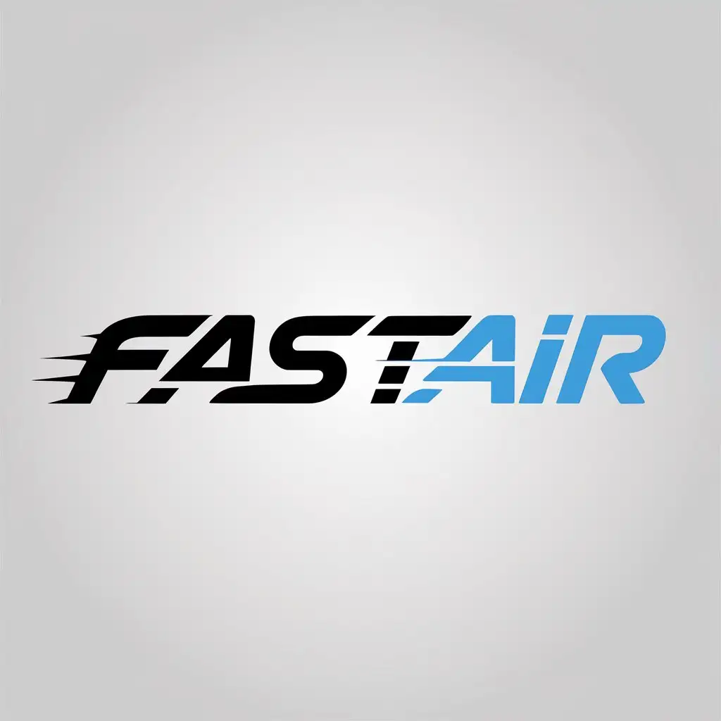 LOGO Design for FASTAIR Bold Black Blue Typography with Speed and Efficiency Theme