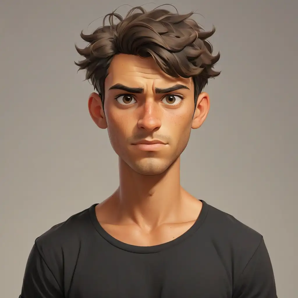 Cartoon-Man-with-Short-Hair-Tanned-Skin-and-Black-Tshirt-in-Gypsy-Style