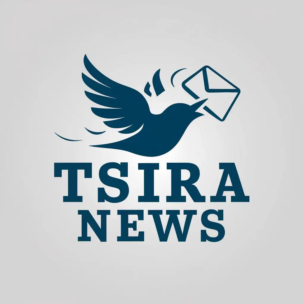 a vector logo design,with the text "Tsira News", main symbol:a bird holding a mail, spreading its wings and flying,Moderate,be used in news industry,clear background