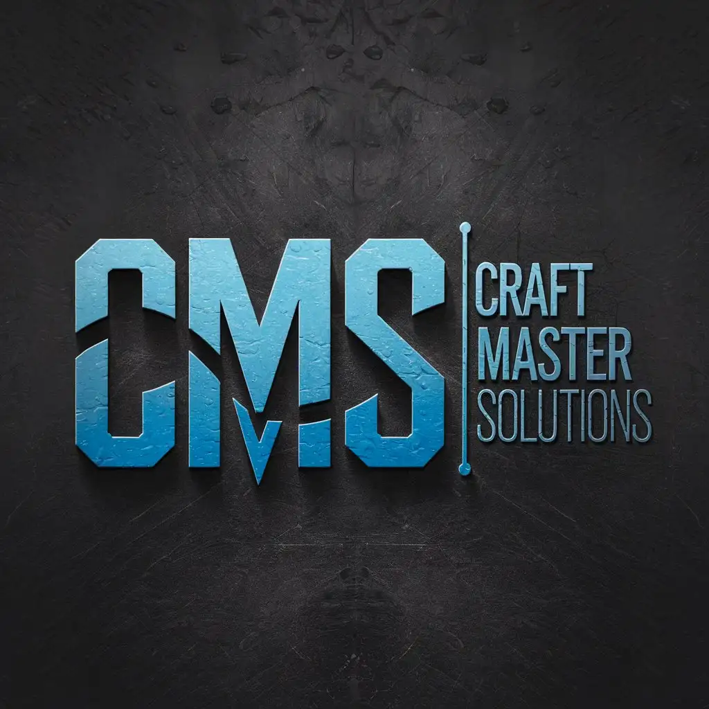 LOGO Design for Craft Master Solutions Modern Blue CMS Initials with Textured Dark Background and Vertical Lines