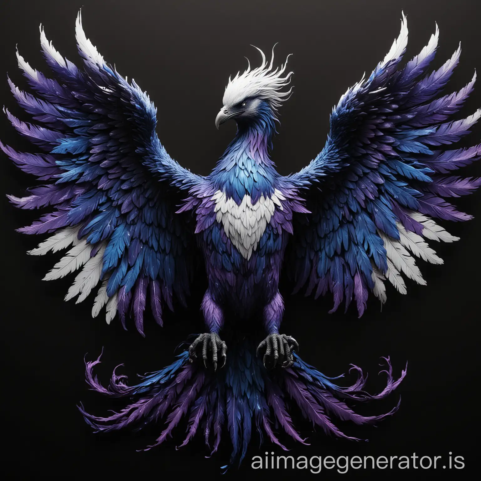 Majestic-Phoenix-with-Large-Wings-in-Blue-White-and-Purple-on-a-Matte-Black-Background