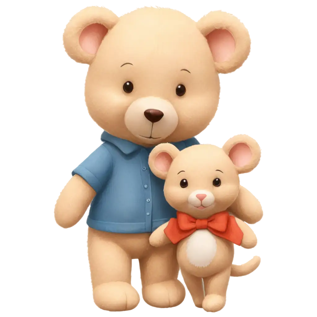 Cute-Teddy-Bear-and-Little-Mouse-Hugging-Transparent-PNG-Image-for-Digital-Creations