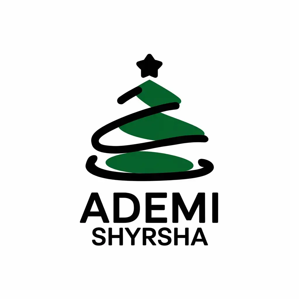 LOGO Design for Ademi Shyrsha Vector Logo Featuring a Christmas Tree on a Clear Background