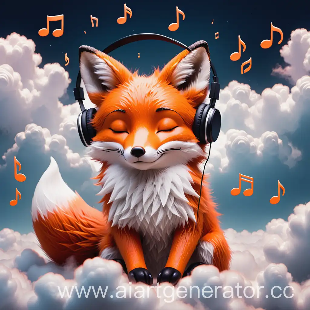 Dreaming-Fox-Listening-to-Music-in-Clouds