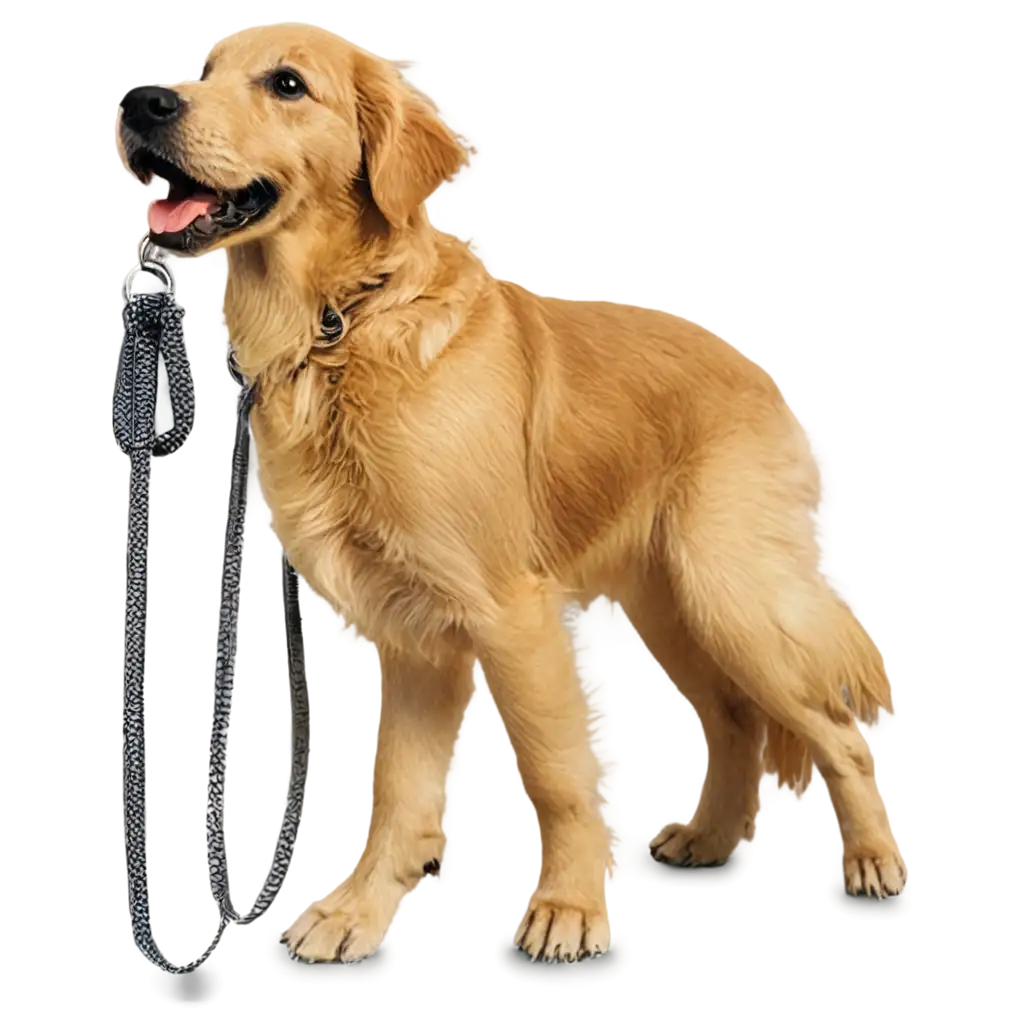 Golden-Retriever-PNG-Dog-Standing-and-Wagging-Tail-with-Leash