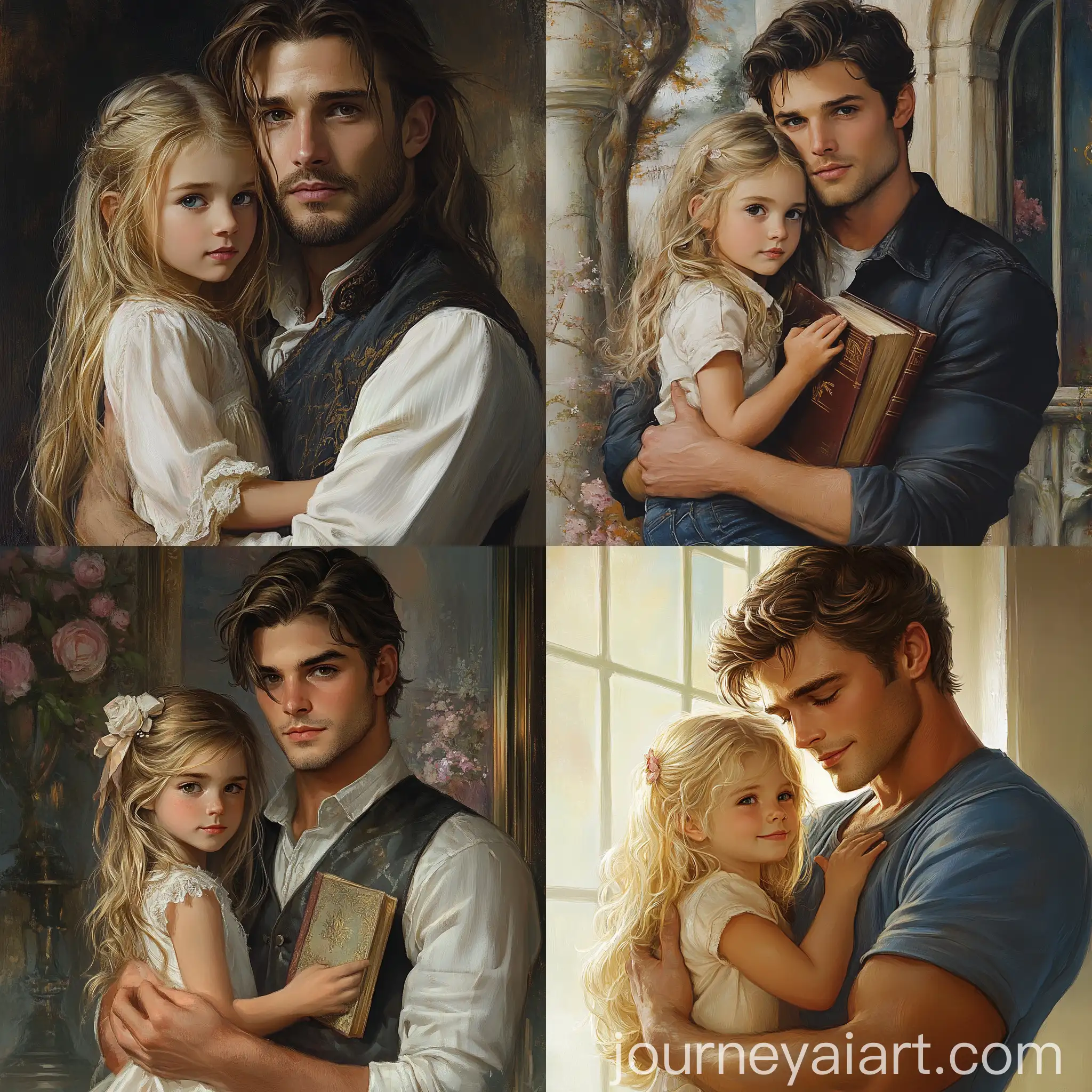 Affectionate-Moment-Young-Brunette-Man-Holding-Blond-Toddler