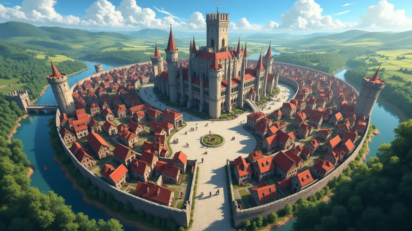 Aerial-View-of-the-Bustling-Medieval-City-of-Adonia