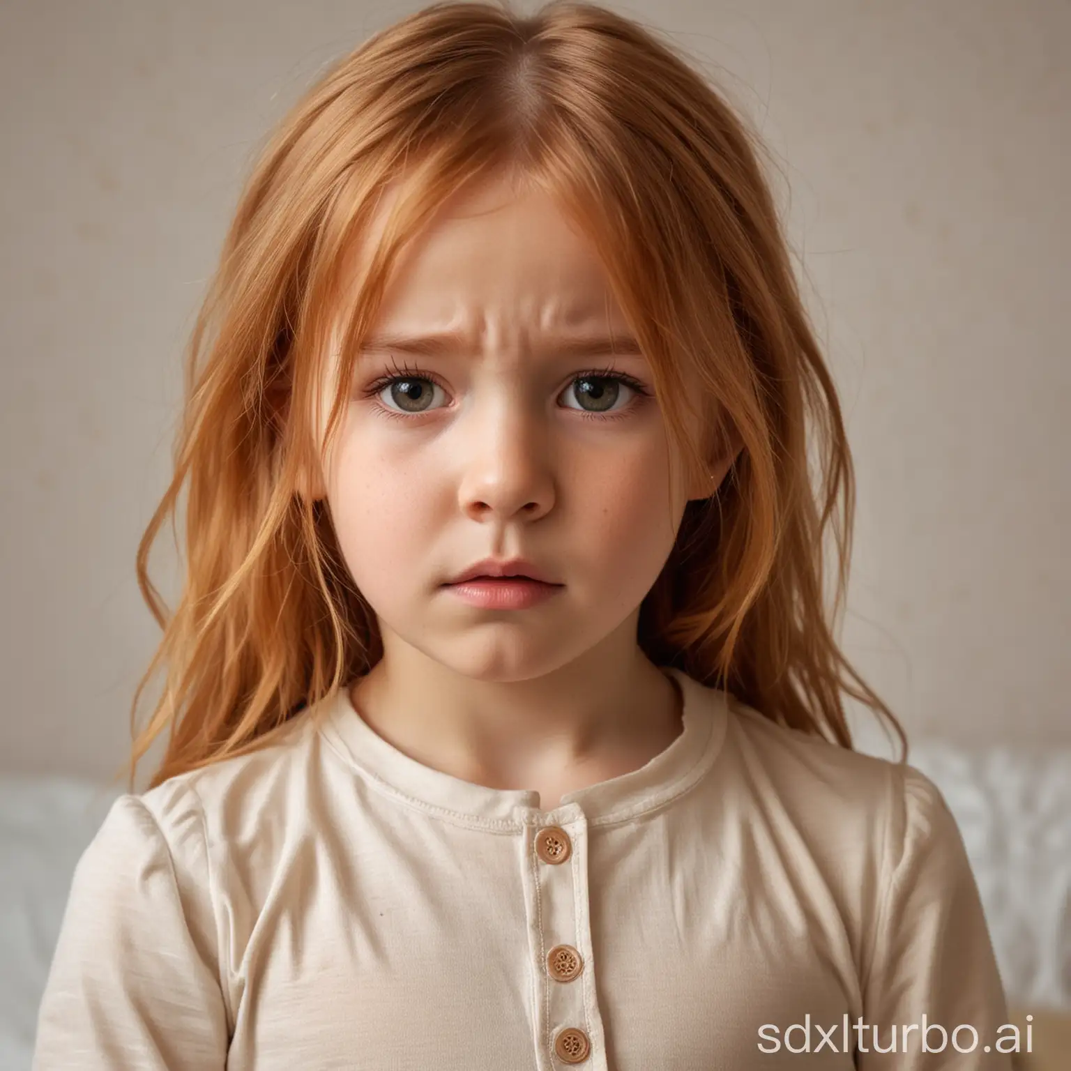 Worried-Little-Girl-with-Reddish-Blonde-Hair-in-Bedroom