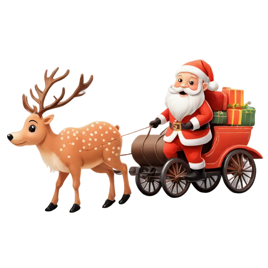 Cute-Reindeer-Pulling-Santa-Clauss-Train-HighQuality-PNG-Illustration