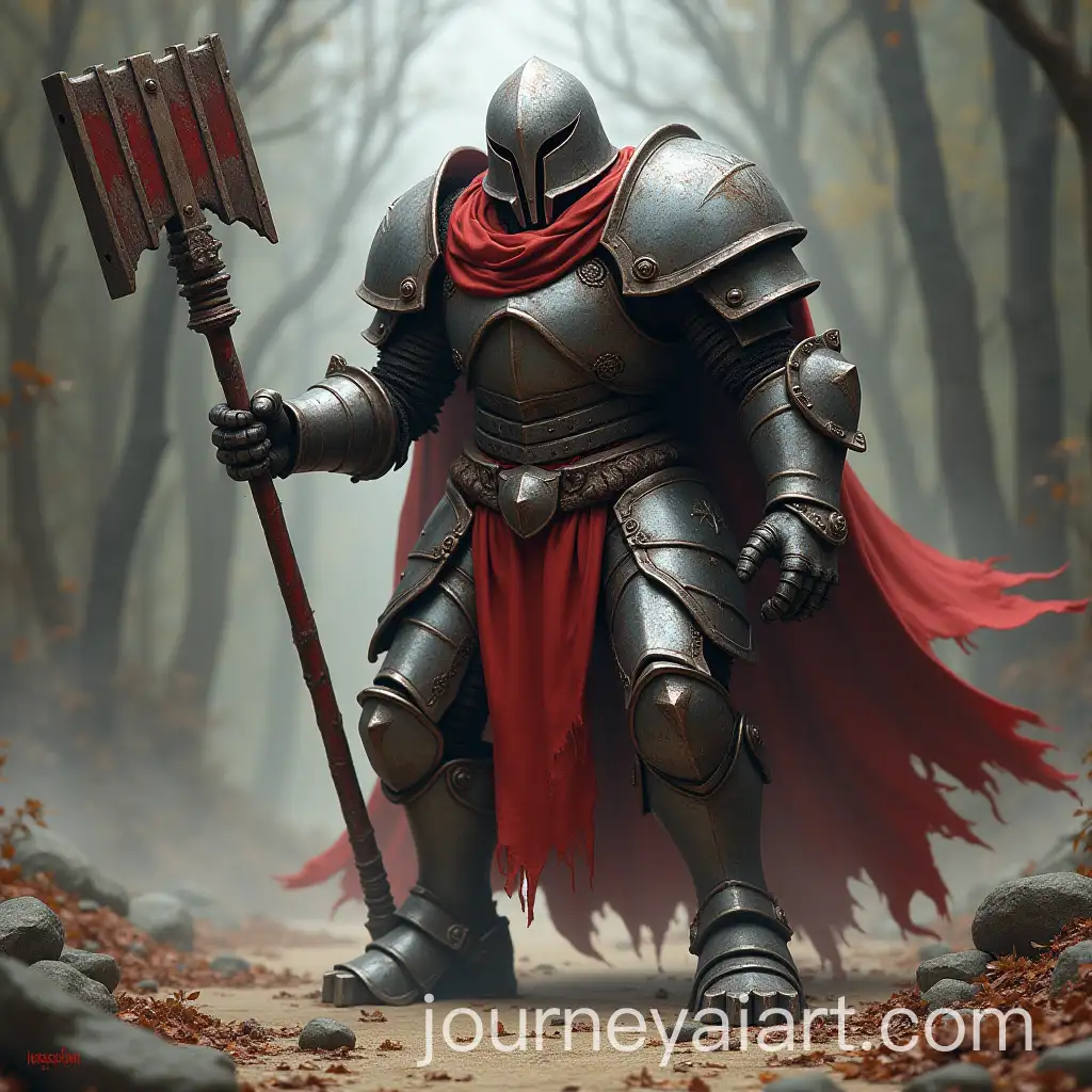 Living-Armor-with-Metal-Flail-Controlled-by-Blood-Golem-in-DnD-Setting