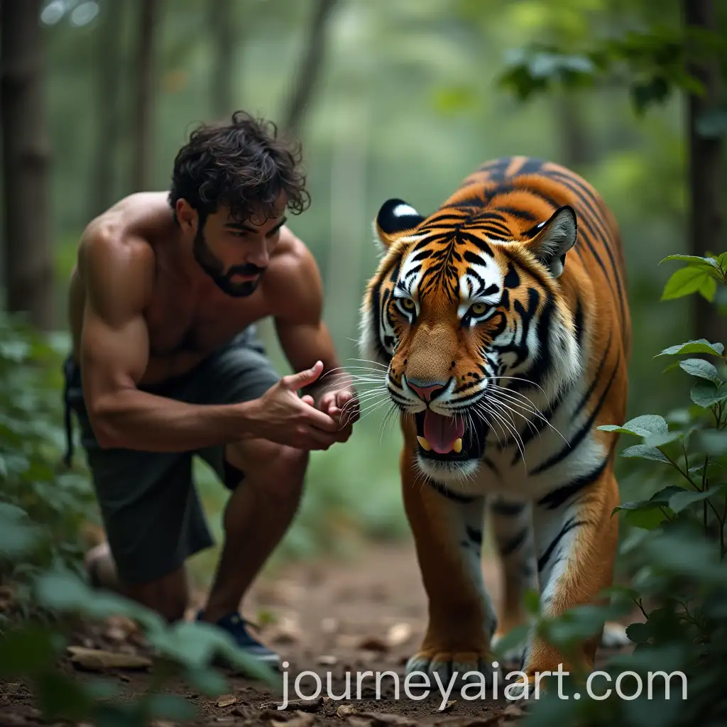 Man-Eating-Tiger-Pursuing-a-Man-in-the-Jungle