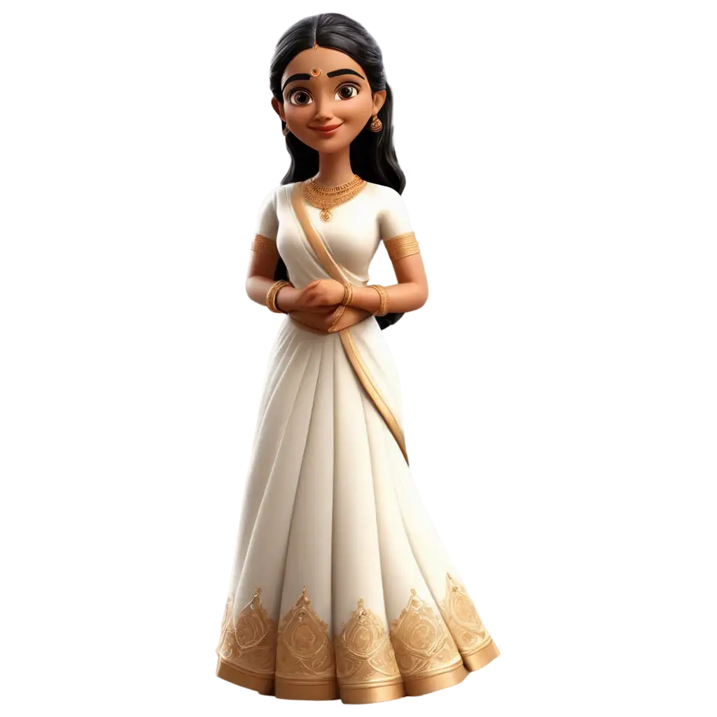 Cute-South-Indian-Cartoon-Bride-PNG-for-Elegant-and-Versatile-Visuals