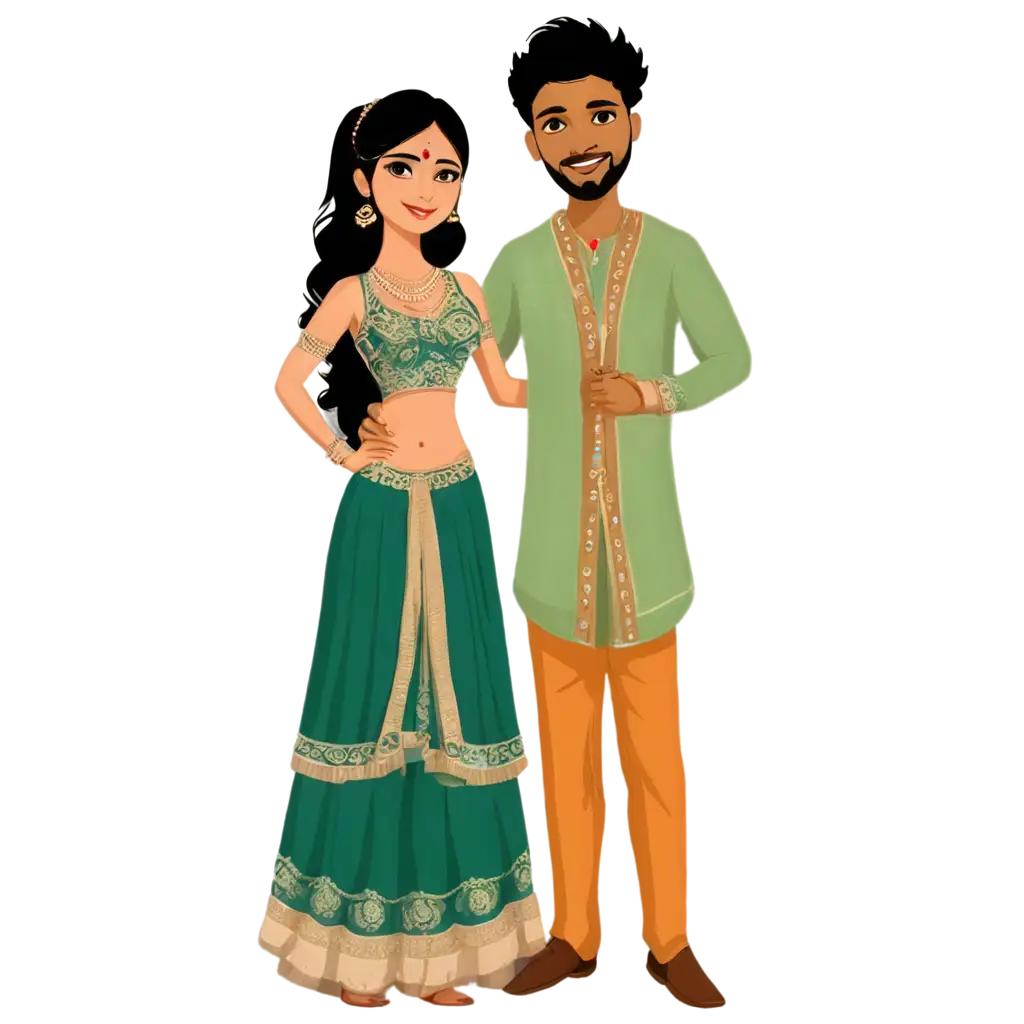 Cute-Indian-Couple-Clipart-PNG-for-Sangeet-Function-Perfect-for-Wedding-Celebrations