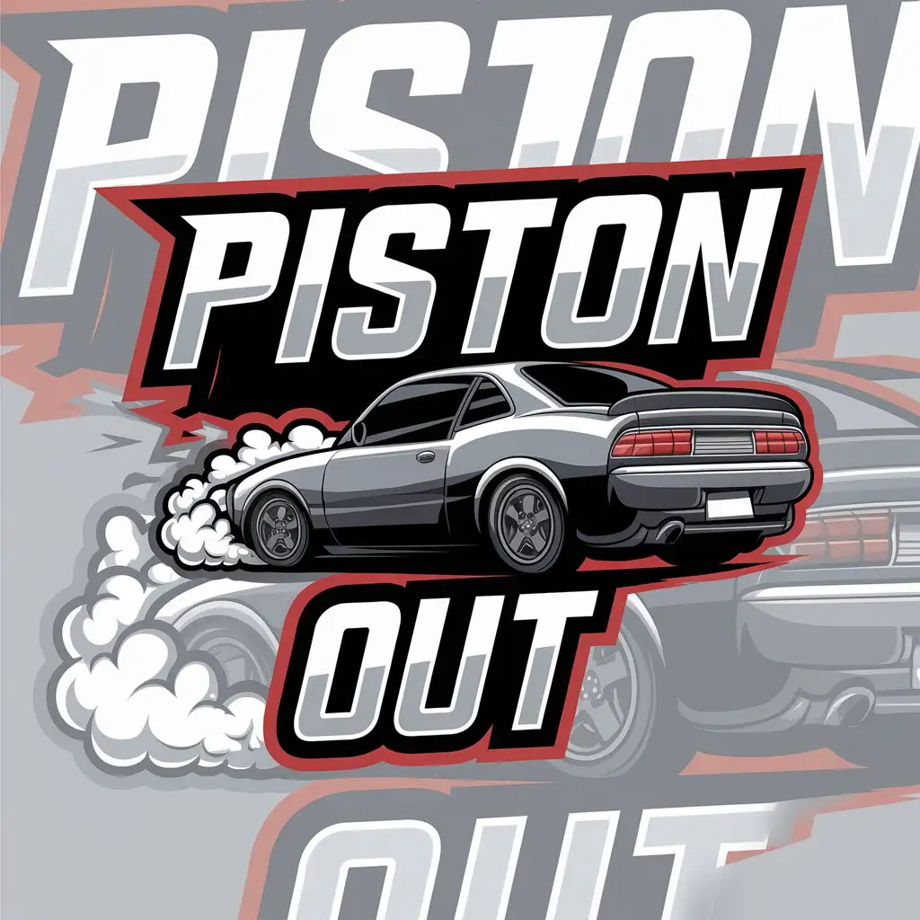 LOGO Design for Piston Out Car with Smoke Tail and Modern Vector Style