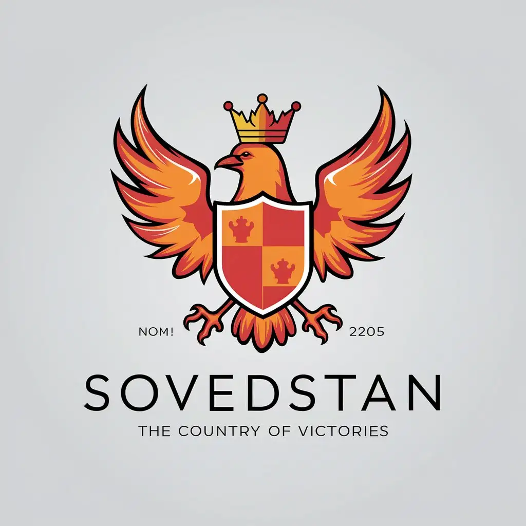 LOGO-Design-for-Sovedstan-Reddish-Orange-Bird-with-Shield-and-Crown-Symbol