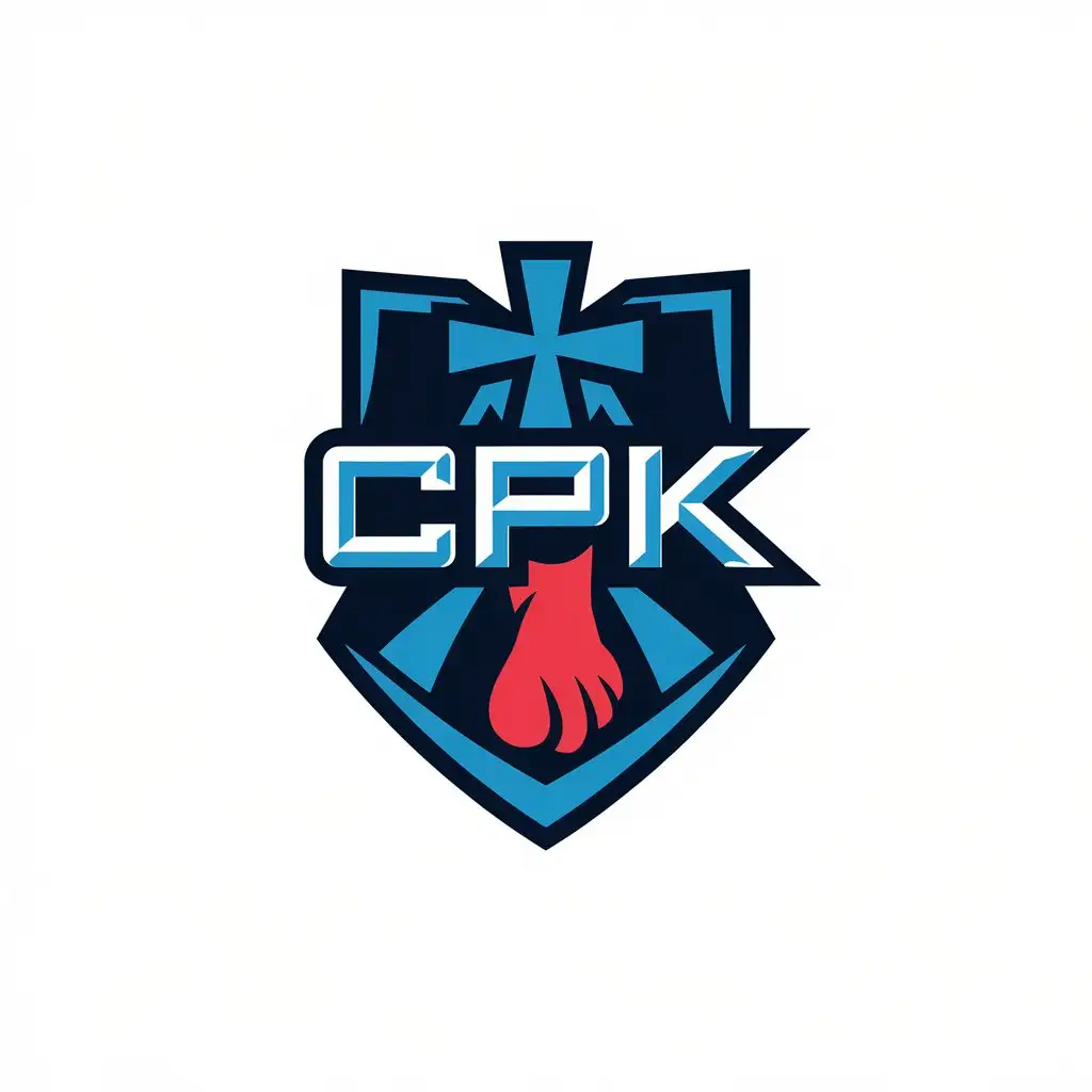 LOGO Design for CPK Vector Team Badge with Cross and Red Foot Elements