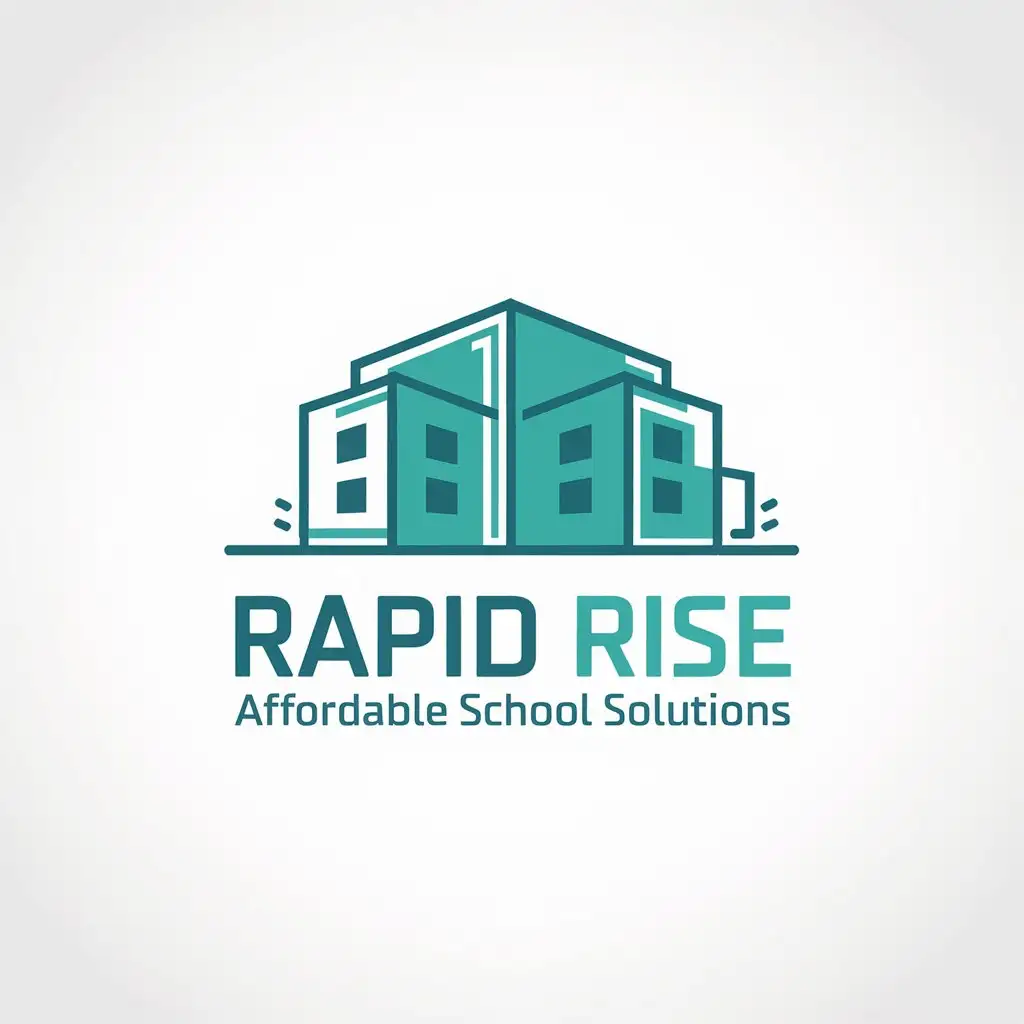 LOGO Design for Rapid Rise Affordable School Solutions Simplistic Construction Theme in Teal and Green Colors