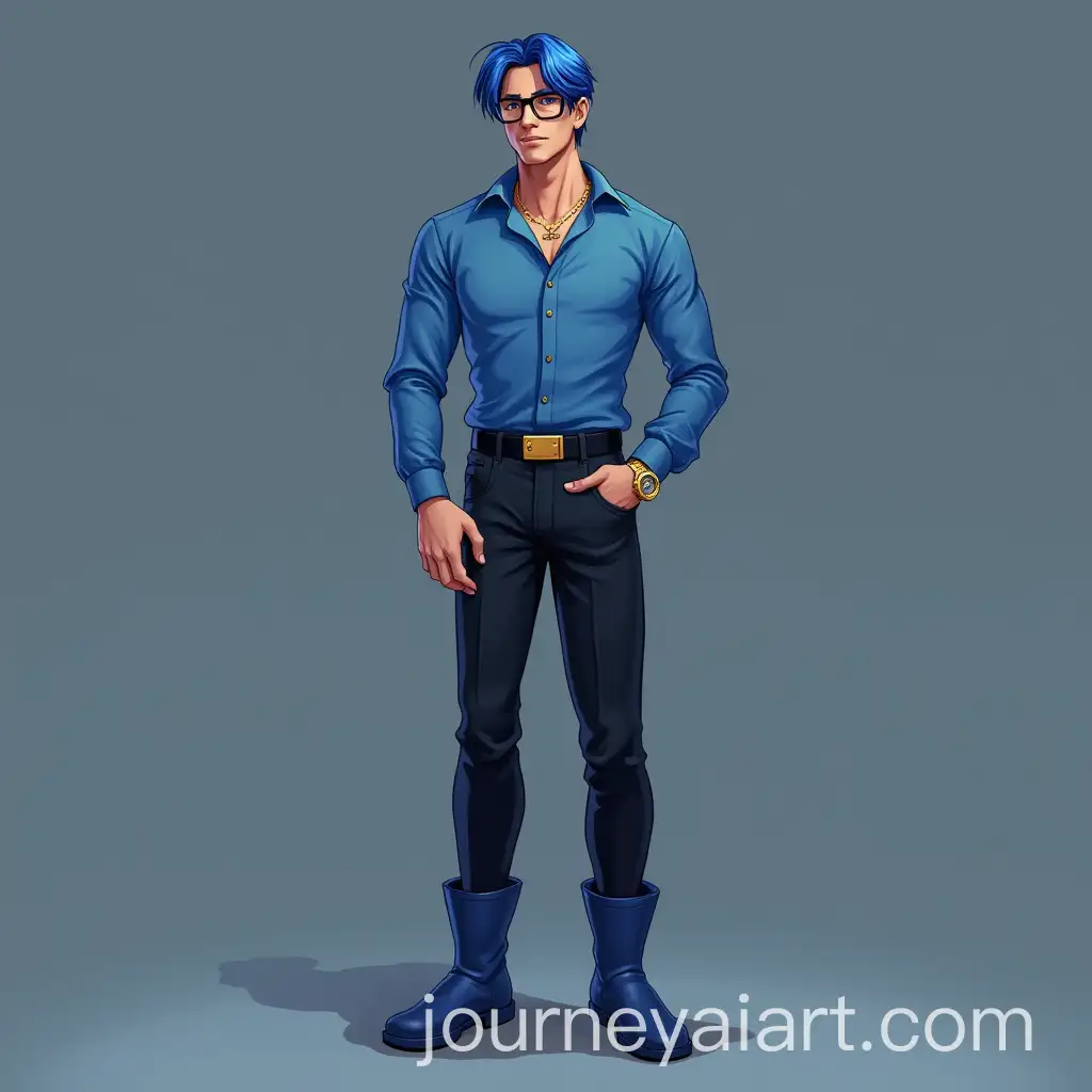 Stylish-Man-in-Blue-Shirt-Black-Trousers-and-Accessories