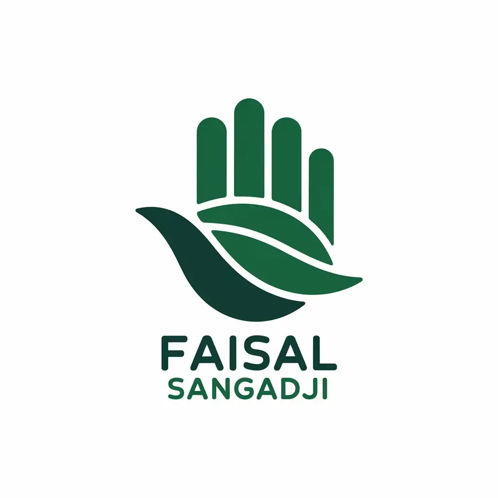 a vector logo design,with the text "Faisal Sangadji", main symbol:hand palm,Moderate,clear background