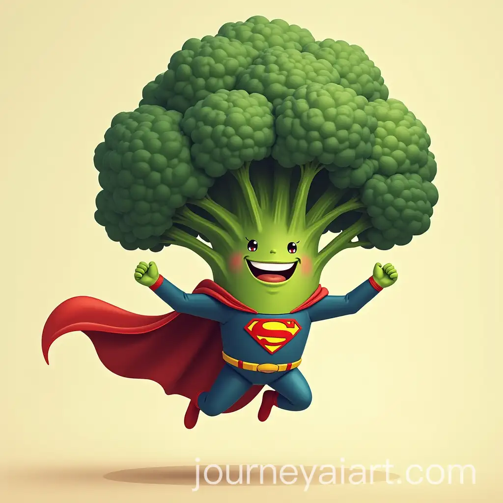 Smiling-Broccoli-Superhero-Flying-Like-Superman