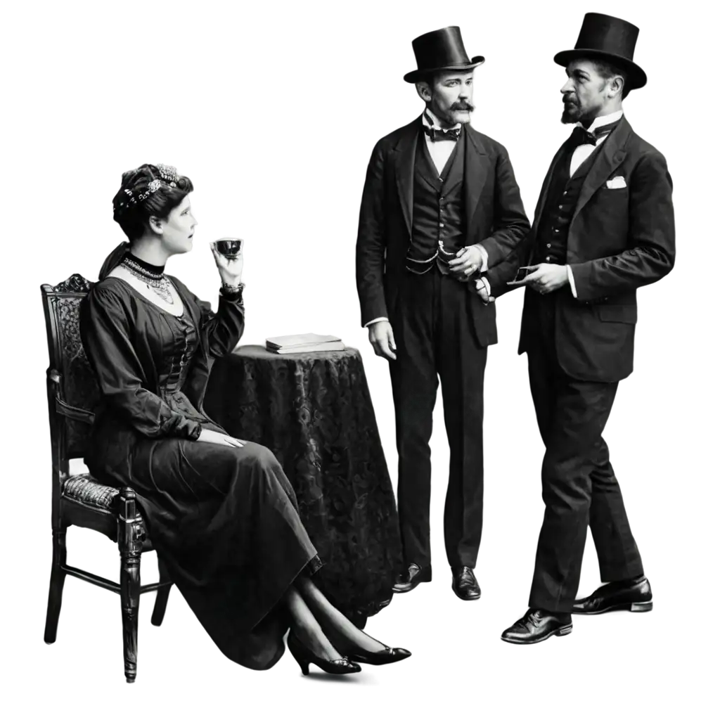 Black-and-White-PNG-Image-of-Rich-People-from-1900-Vintage-Elegance