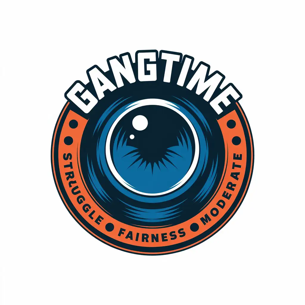 LOGO-Design-for-Gangtime-Fitness-Deep-Blue-Frisbee-with-AllKnowing-Eye-Symbolizing-Struggle-and-Fairness