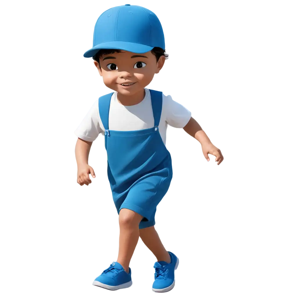 High-Quality-PNG-Illustration-of-a-Little-Boy-in-Blue-Outfit-with-Cap-Dress-and-Shoes