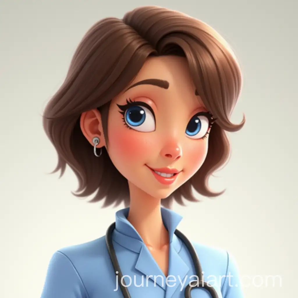 Female-Medical-Professional-with-Luxury-Brown-Hair-and-Blue-Eyes-Wearing-Stethoscope