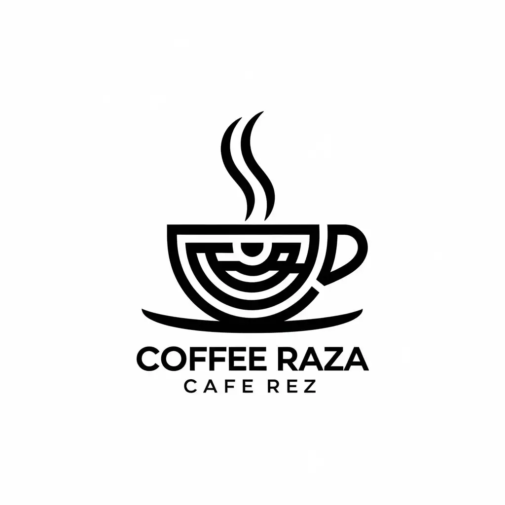 a vector logo design,with the text "coffee Raza", main symbol:cafe reza,complex,be used in cafe industry,clear background