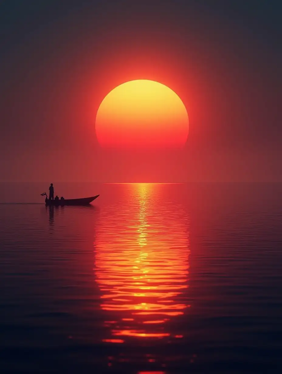 Sinking sunset on the horizon, high quality,