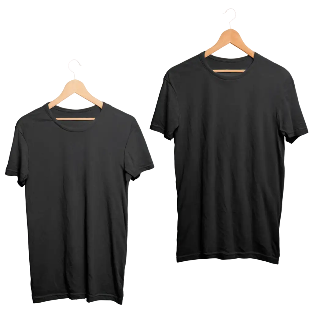 HighQuality-PNG-Image-of-Worn-Black-TShirts-with-Brown-Hanger