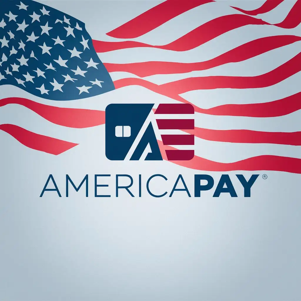 LOGO Design for AmericaPay Minimalistic Red White Blue Credit Card with American Flag Theme