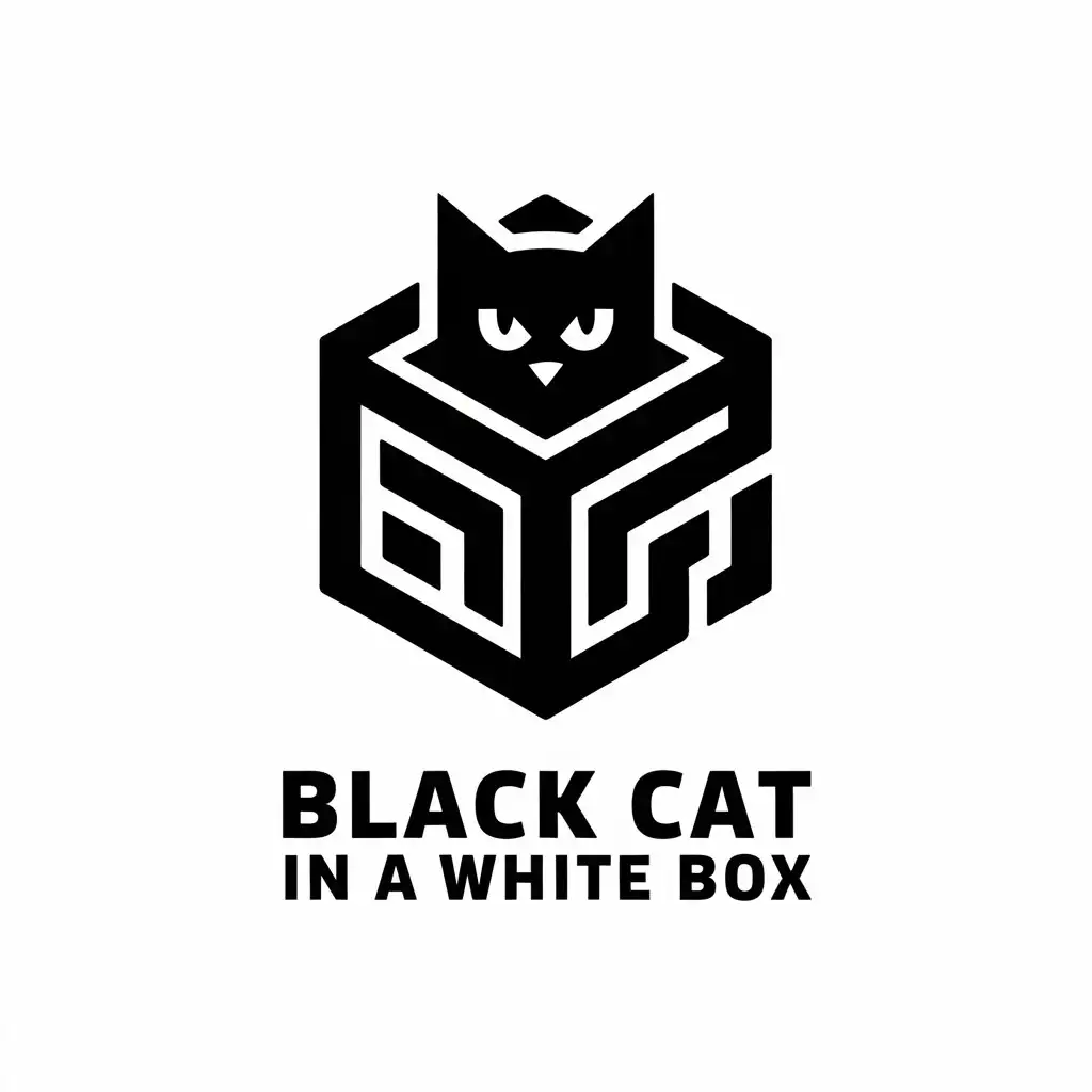 LOGO Design for Black Cat in a White Box Vector Logo for Internet Industry with a Clean Aesthetic