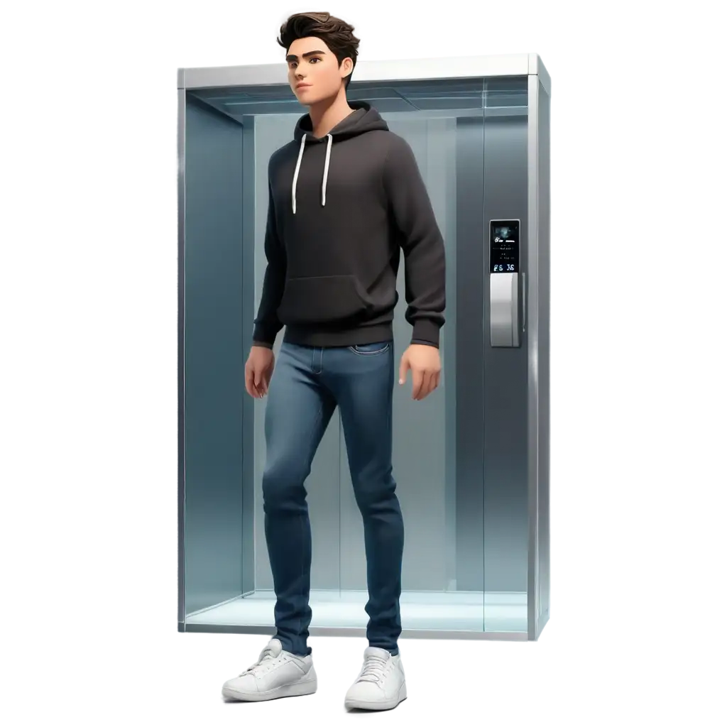 Futuristic-Office-Elevator-Animation-PNG-Young-Man-in-Casual-Attire-with-Cinematic-Realism