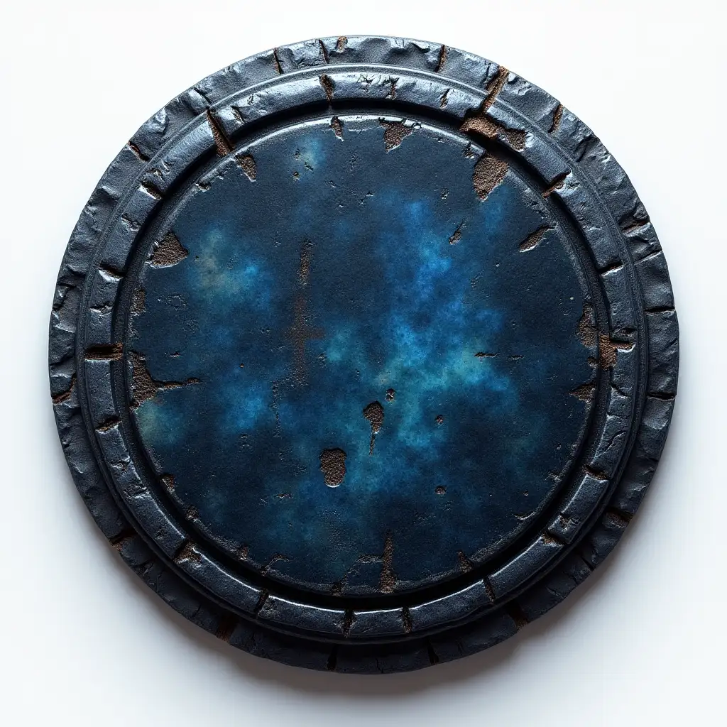 Hyper-realistic, detailed, intricate, Game icon: 1.6, 2d, dark-blue obsidian ring plate, monolith Stone, ring style, simple transparent background